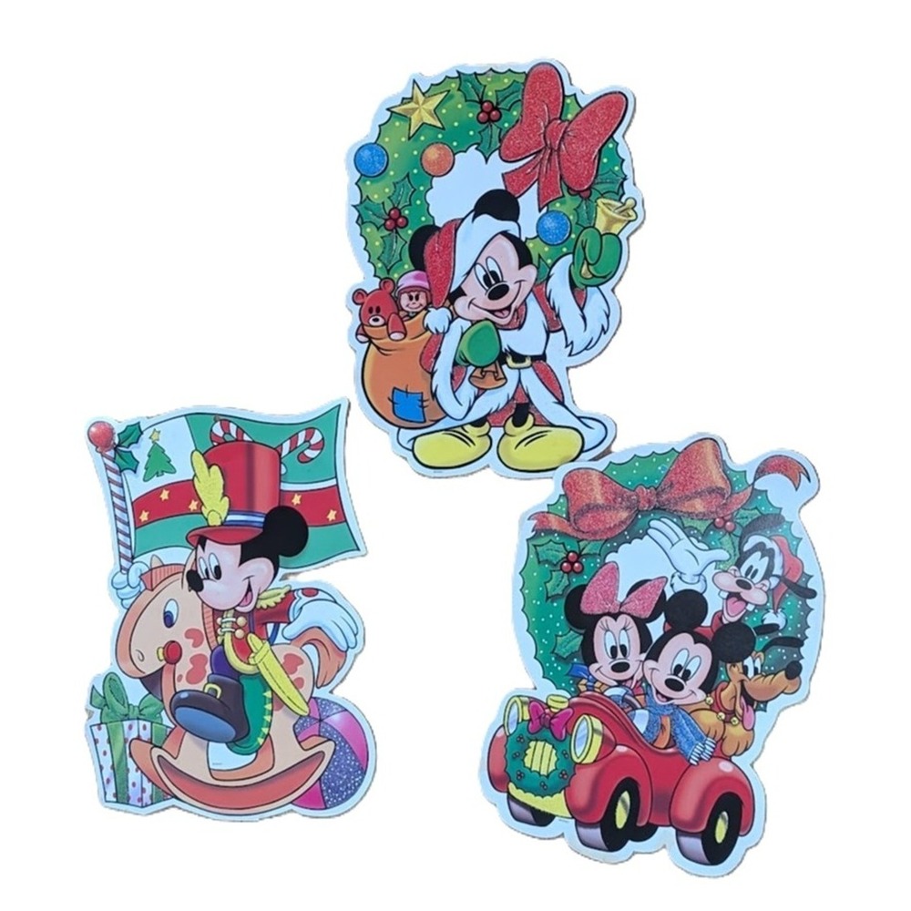 Vintage Mickey Mouse Disney Die Cut Paper Christmas Decorations, 15" tall